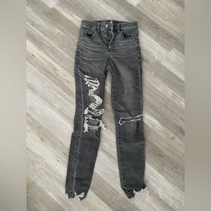 Gray ripped American eagle jeans